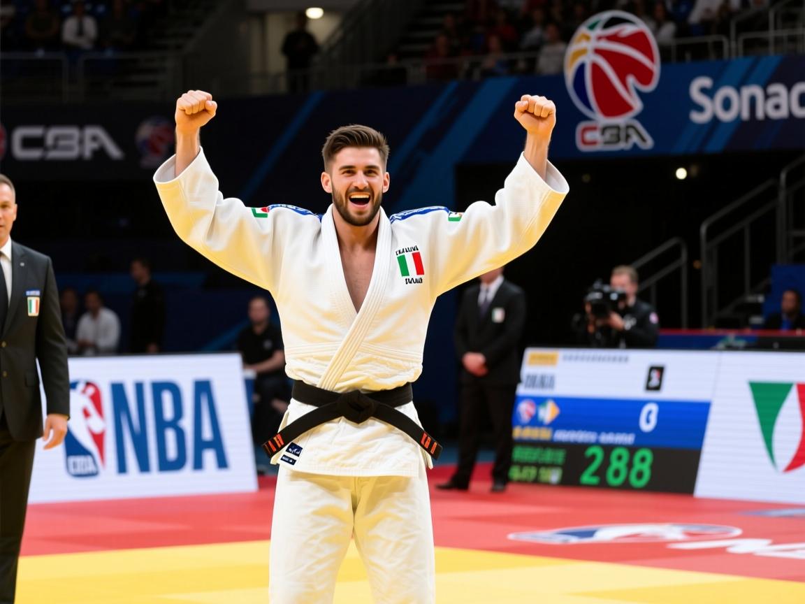 意大利运动员在柔道比赛中获胜  第2张